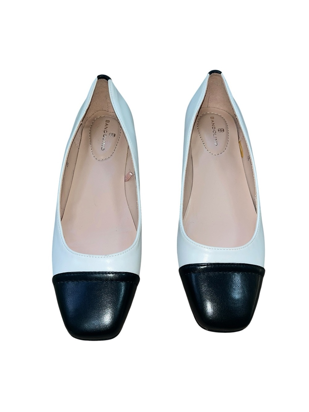 Bandolino Womens Size 8 M Taprinz Black White Cap‎ Toe Ballet Flats Shoes NWOT